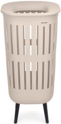 Brabantia Collect-It Laundry Basket Hi magasított szennyestartó kosár lábakon, levehető Quick-Drop fedővel, 55L, szellőző test, újrahasznosított műanyag, világos bézs - 244742 (244742)
