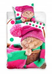 Carbotex Pamut Ágyneműhuzat Macska 140x200 cm (NL202027-PP)