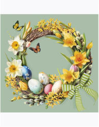  Húsvét Vintage Wreath szalvéta 20 db-os 33x33 cm (PKK771438) - eking