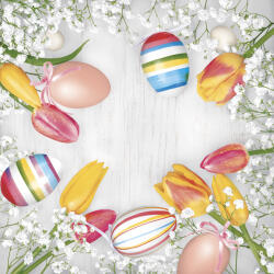  Húsvét Striped Eggs szalvéta 20 db-os 33x33 cm (PKK771094) - eking