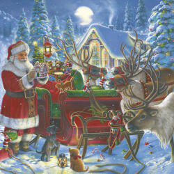 POL-MAK Karácsony Santa with Sleigh szalvéta 20 db-os 33x33 cm (PKK052031)