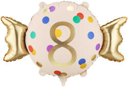  Fólia lufi Szám 8, bézs-arany, 61x37 cm, szívószállal (FB387-8)