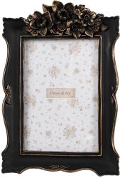 Clayre & Eef Rama foto masa, perete polirasina neagra aurie 15x3x22 cm, 10x15 cm (2F1185)