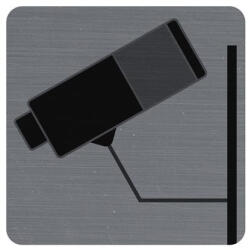 EXACOMPTA Információs tábla, öntapadó, 7, 5x7, 5 cm, alumíniumhatású, EXACOMPTA, "Kamerával megfigyelt terület (67180E) - iroszer24