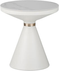 PAKOWORLD Masuta laterala Coozlin marmura alba piatra sinterizata si metal, alb-auriu, D50x50 cm (029-000279) Masa de cafea