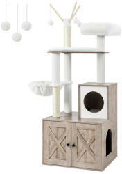 Feandrea 2-az-1-ben Macskabútor Alomtálca Szekrénnyel és Játékközponttal Greige (PCT113G01)