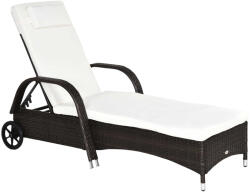 Outsunny kültéri rattan napozóágy állítható háttámlával és kerekekkel
