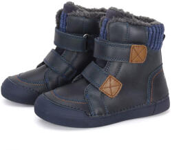 D. D. STEP Ghete copii imblanite, băiat, piele naturala, Dark Blue, margine elastica, velcro, 25/36 albastru închis (13B510)