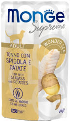 Monge Supreme Adult Alutasakos Macskaeledel (Tonhal, Tengeri Sügér és Burgonya) - 80 g