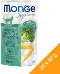 Monge Supreme Adult Alutasakos Macskaeledel (Tonhal, Brokkoli és Bébi Kukorica) - 24x80 g