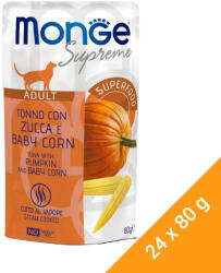 Monge Supreme Adult Alutasakos Macskaeledel (Tonhal, Sütőtök és Bébi Kukorica) - 24x80 g