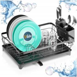 Vilde Csepegtető Nagy Szárító edények tányérok evőeszközök bögrék fekete fém (5900670110465)