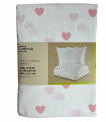 Livarno Valentin napi pamut Valentin-napi ágyneműhuzat 160x200 szív Rózsaszín szívecskék