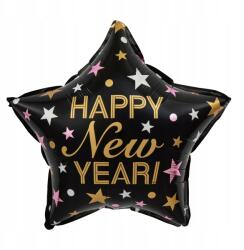 PartyPal Fólia lufi Happy New Year fekete 45cm Szilveszter Dekoráció