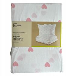 Livarno Valentin napi pamut Valentin napi ágyneműhuzat 220x200 szív Rózsaszín szívecskék