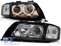  Tuning headlight set with halogen angel eyes suitable for Audi A6 C5 06.2001-05.2004 sedan/wagon, left and right (ABAUHX6010351)