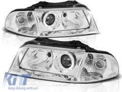  Tuning headlight set with halogen angel eyes suitable for Audi A4 B5 01.1999-09.2000 sedan/wagon, left and right (ABAUHX6010323)