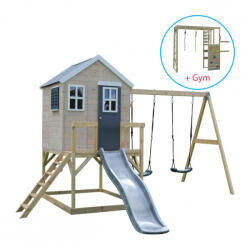 Wendi Toys M28G_G - Casuta de gradina Grey Lodge cu tobogan, leagan dublu, modul sport (M28G_G), Wendi Toys (M28G_G) - infant Casuta pentru copii