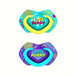 Canpol Babies Suzeta Simetrica Din Silicon 0-6 M Neon Love 2 Pcs 22/652_Blu (5901691843820)