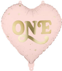  Szív alakú fólia lufi "One", 45 cm, világos rózsaszín arany mintával (FB390-081J)