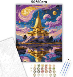  Misztikus templomtükör - számfestő készlet - 50×60 cm (Keretre feszítve)