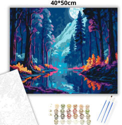  Holdfényes erdő - számfestő készlet - 40×50 cm (Keretre feszítve)