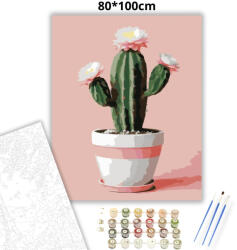  Cserepes kaktuszvirág - számfestő készlet - 80×100 cm (Keretre feszítve)