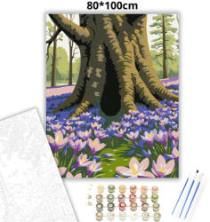  Krókuszok a tölgyfa alatt - számfestő készlet - 80×100 cm (Keret nélkül)