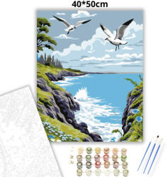  Hullámos sziklapart - számfestő készlet - 40×50 cm (Keretre feszítve)