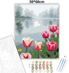  Ködös tulipánok - számfestő készlet - 50×60 cm (Keret nélkül)