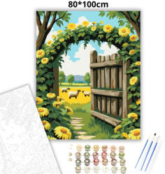  Vadvirágos kapu - számfestő készlet - 80×100 cm (Keretre feszítve)