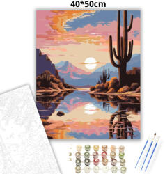  Békés kaktusz tükröződése - számfestő készlet