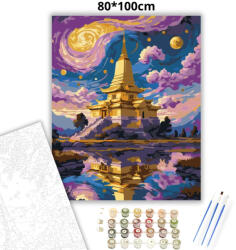  Misztikus templomtükör - számfestő készlet - 80×100 cm (Keretre feszítve)