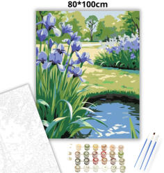 Virágzó íriszek - számfestő készlet - 80×100 cm (Keret nélkül)