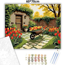  Tulipános kiskert - számfestő készlet - 60×70 cm (Keretre feszítve)