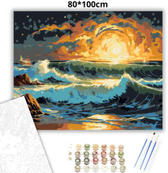  Viharos hullámok - számfestő készlet - 80×100 cm (Keret nélkül)