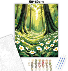  Napsütötte margarétás erdő - számfestő készlet - 50×60 cm (Keret nélkül)