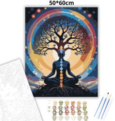  Elmélyült életfa csendje - számfestő készlet - 50×60 cm (Keret nélkül)