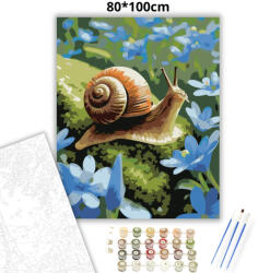  Kék virágok közt - számfestő készlet - 80×100 cm (Keretre feszítve)