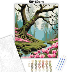  Virágzó ciklámenek - számfestő készlet - 50×60 cm (Keretre feszítve)