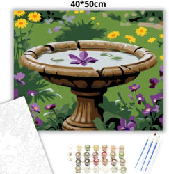  Tavaszi madáritató - számfestő készlet - 40×50 cm (Keretre feszítve)