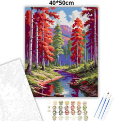  Álomszerű erdei patak - számfestő készlet - 40×50 cm (Keretre feszítve)