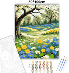  Napsütötte százszorszépek - számfestő készlet - 80×100 cm (Keret nélkül)