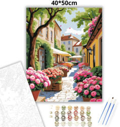  Derűs virágstandok - számfestő készlet - 40×50 cm (Keretre feszítve)