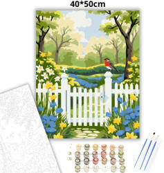  Tavaszi vörösbegy a kapun - számfestő készlet