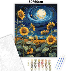  Örvénylő napraforgók - számfestő készlet - 50×60 cm (Keretre feszítve)