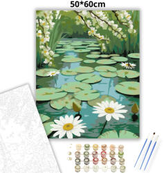  Nyugodt tavirózsák - számfestő készlet - 50×60 cm (Keretre feszítve)