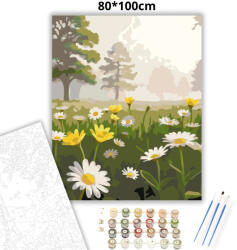  Párás vadvirágos rét - számfestő készlet - 80×100 cm (Keretre feszítve)
