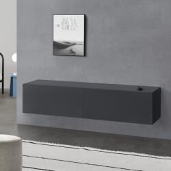 [en. casa] Comoda TV suspendata Evaton, gri închis mat, 140 cm, [en. casa] (71488095) Comoda