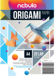 Nebulo Origami papír A4, vegyes színek, 20 lap/csomag, Nebulo (A4-ORIPAP-20)